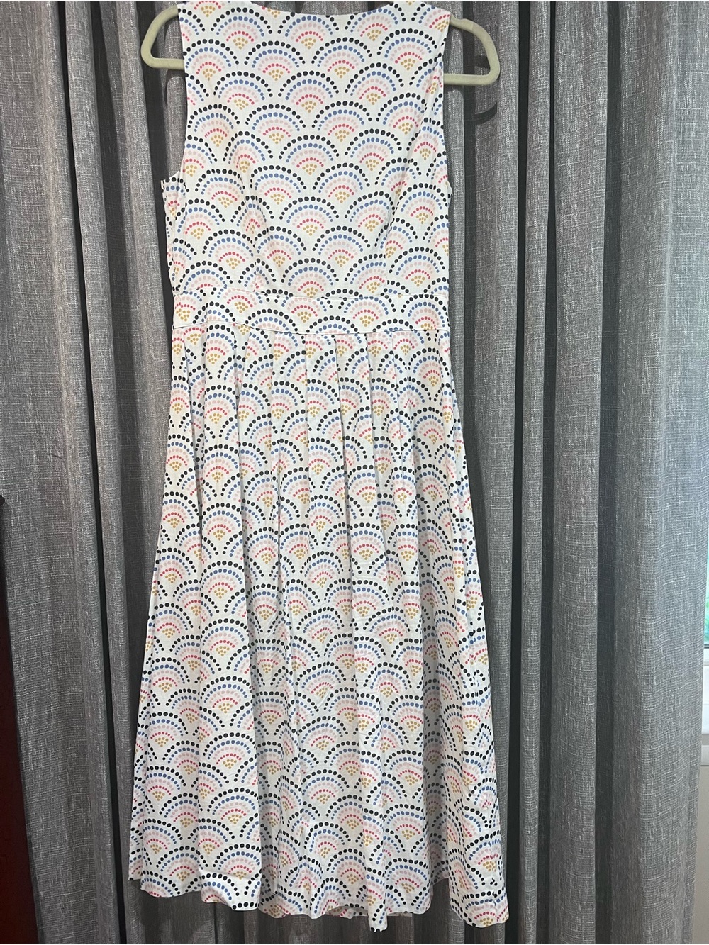 Boden Arwen Midi Dress Size 8L Cotton Linen Blend Rainbow Dot Print Wrap Style - Picture 6 of 6